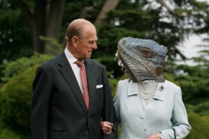 Queen farewells Prince Philip by returning to Reptilian form and devouring him whole