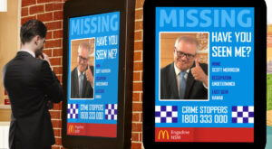 Engadine Maccas adds Scott Morrison to missing persons board