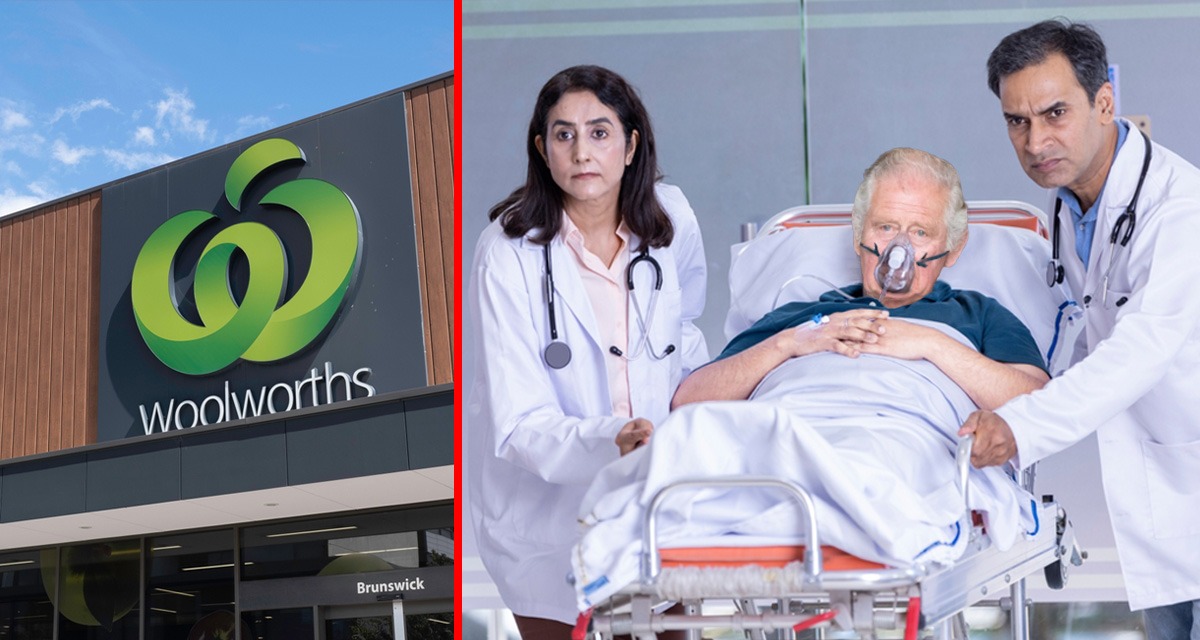 King Charles rushed to hospital after hearing Woolies has stopped selling Australian  flag thongs