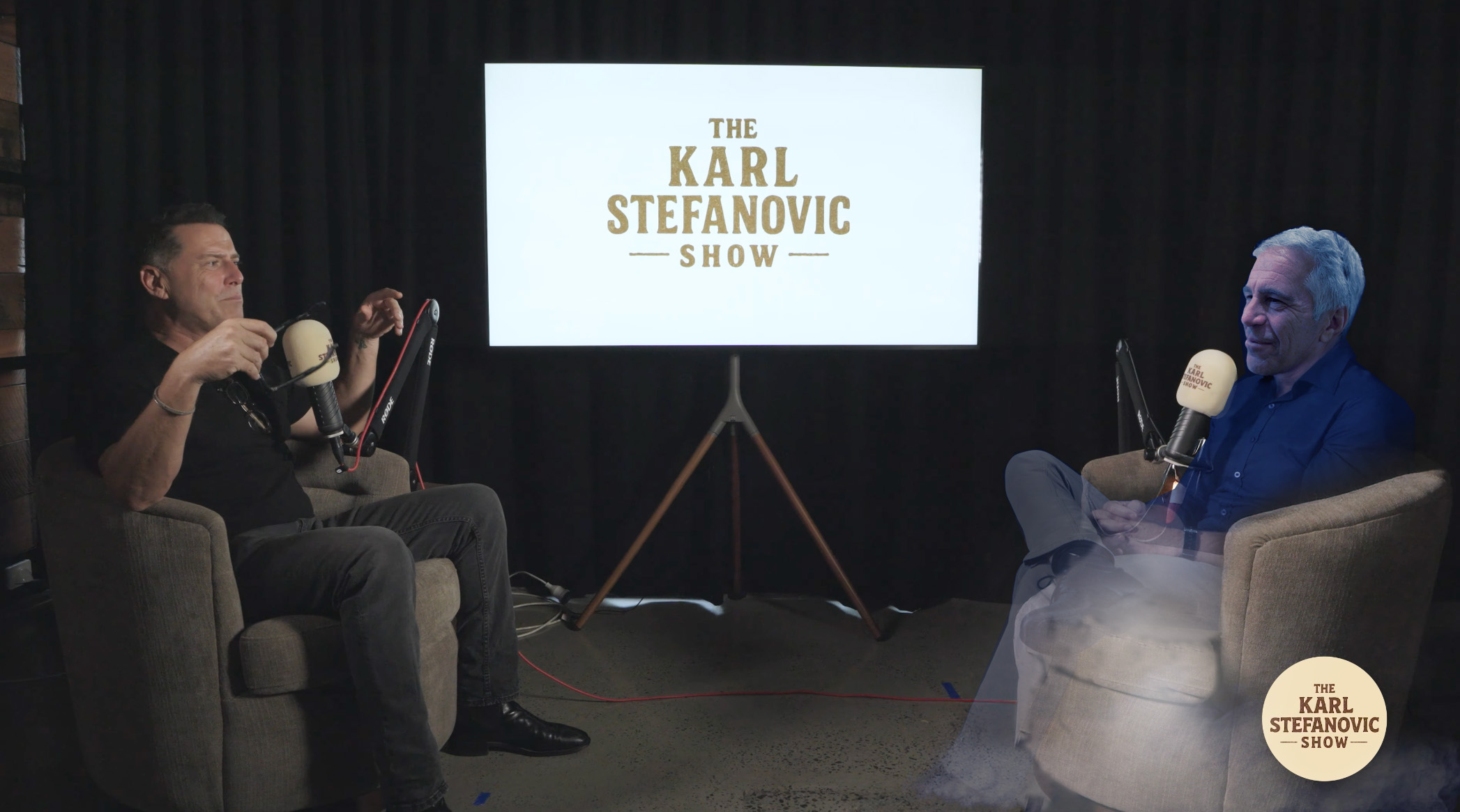 Karl Stefanovic interviews ghost of Jeffrey Epstein