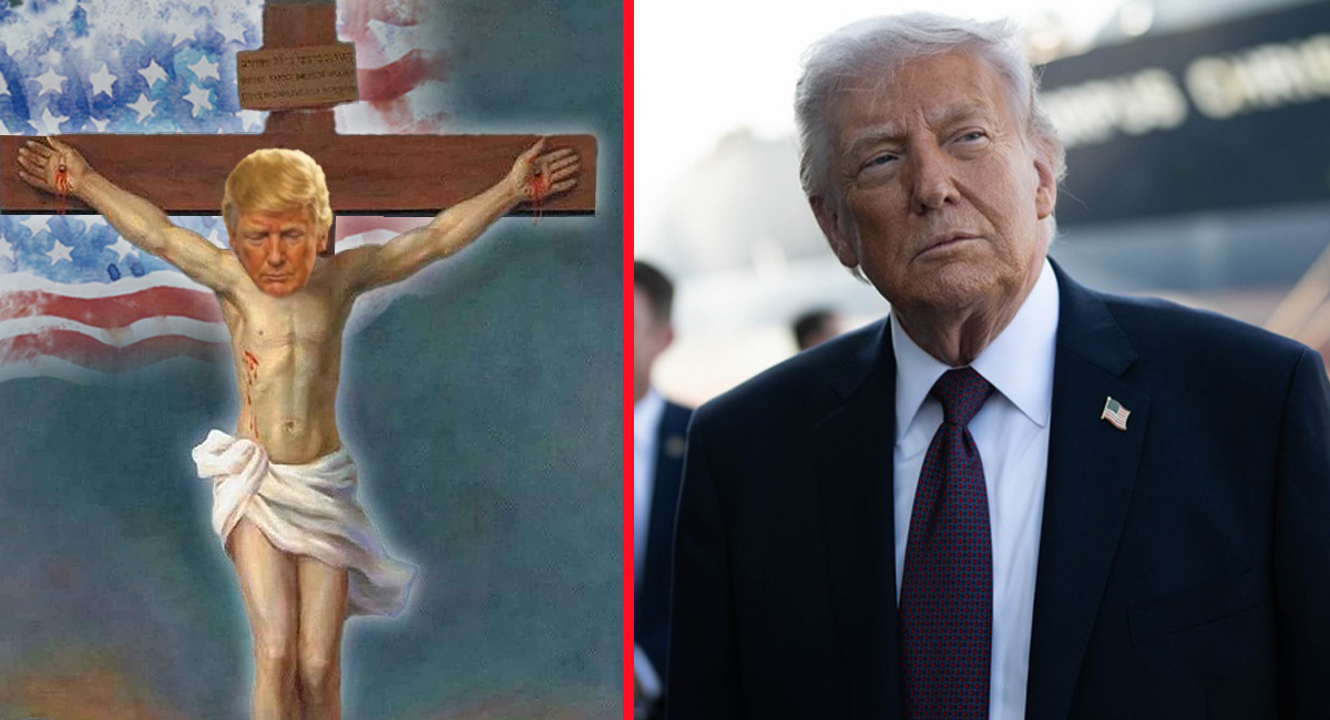 Trump claims image of him on a cross was just him doing the ‘HOT TO GO!’ dance