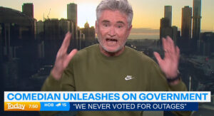 “Albo created the Tesltra outage to silence me” yells Hughesy