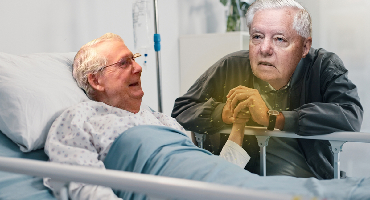 Mitch McConnell returns after stealing Lindsey Graham’s life force