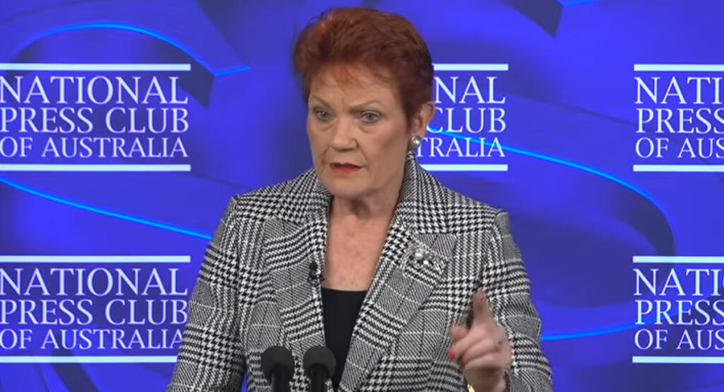 “You can say whatever you like if it’s satire” says dog fucker Pauline Hanson